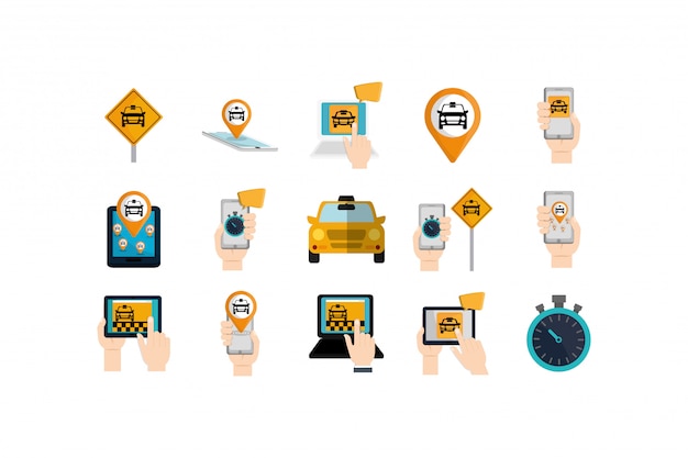 Isolierte taxis-icon-set