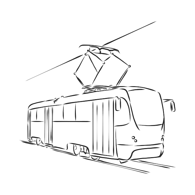 Isolierte vektor-illustration einer straßenbahn-straßenbahn-vektor-skizze-illustration