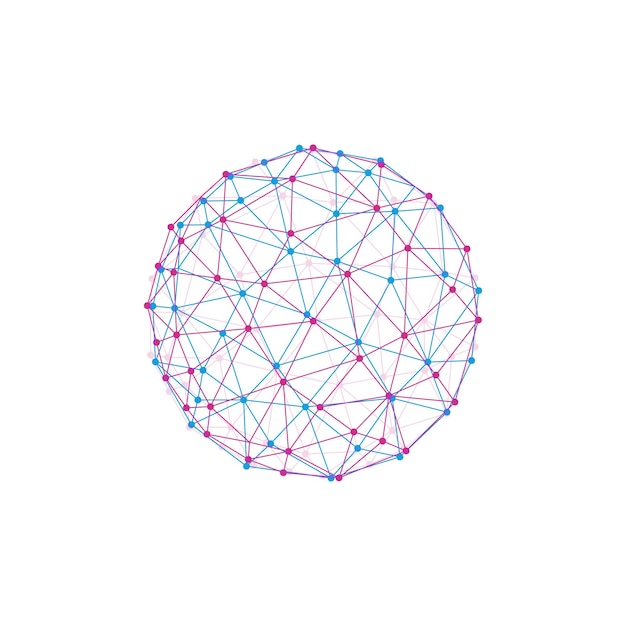 Isolierte Vektor runde abstrakte Komposition polygonale Konstruktion, die Punkte und Linien verbindet