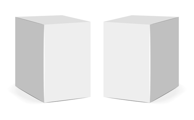 Isolierter Kartonverpackungssatz, realistischer isolierter weißer Hintergrund, Vektorillustration