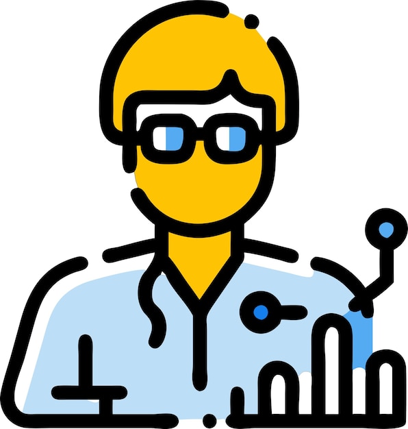 Isolierter weißer Hintergrund für das Data Scientist-Symbol
