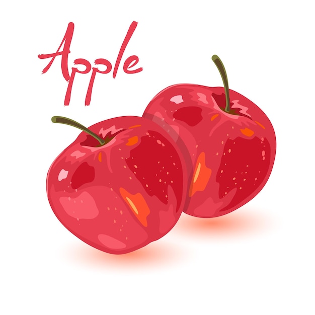 Isoliertes bild zeigt rotgrüne äpfel mit blättern