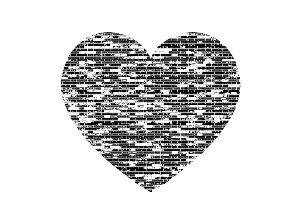 Isoliertes Not-Grunge-Herz mit konkreter Textur Element für Grußkarte Valentinstag Hochzeit Kreatives Konzept