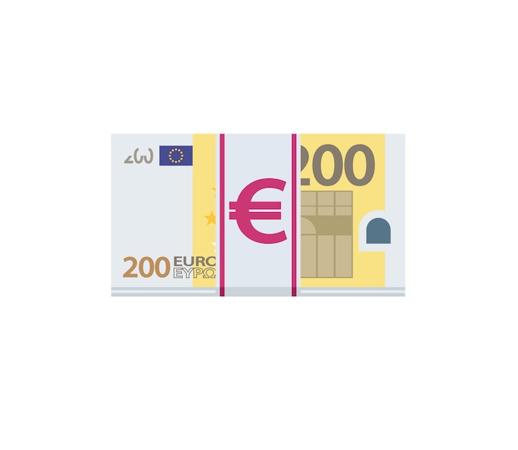 Vektor isoliertes symbol für euro-banknotenvektor. emoji-illustration der euro-banknote. euro-banknotenvektor isoliert