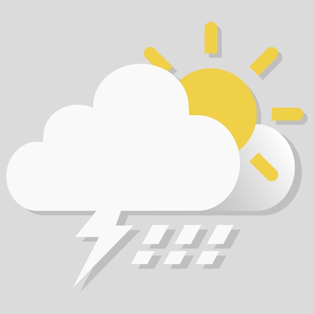 Isoliertes vektorobjekt wettersymbol beleuchtung bewölkter regen und sonne