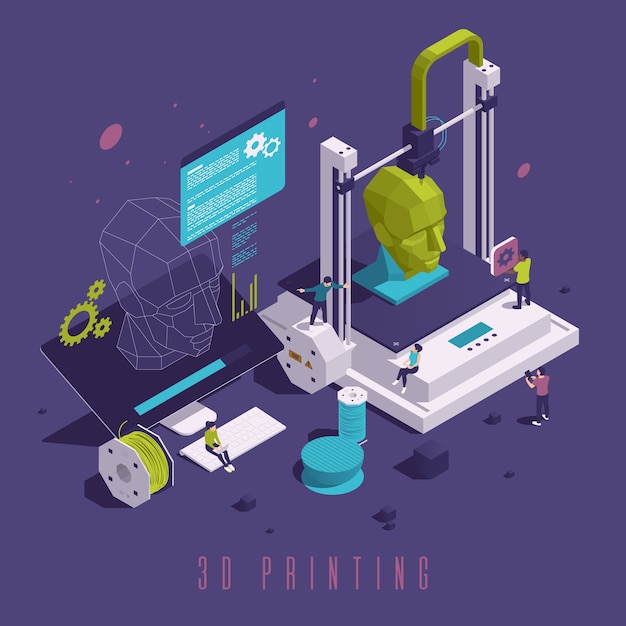 Isometrische 3D-Druck-Komposition Hintergrund