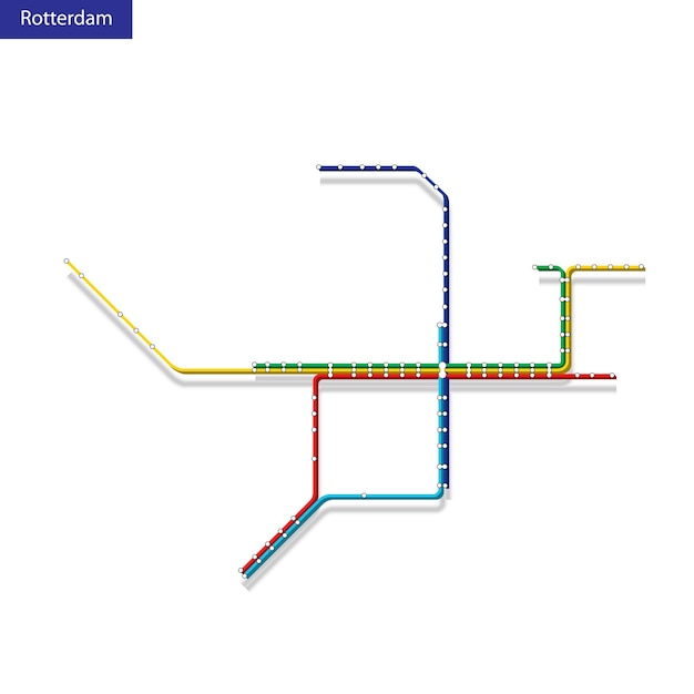 Isometrische 3d-karte der rotterdamer u-bahn