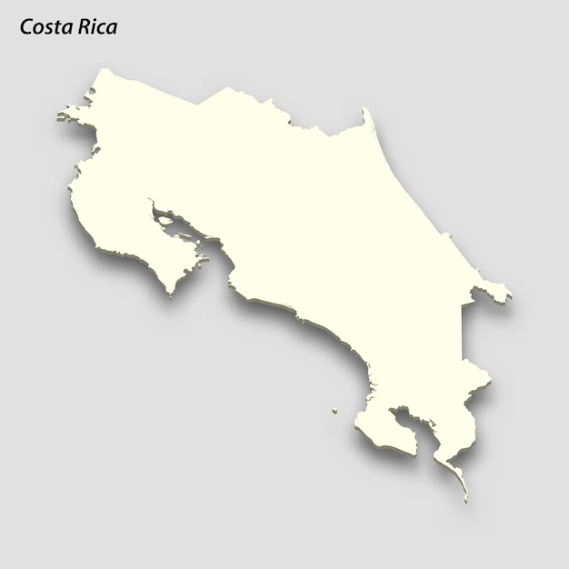 Isometrische 3d-karte von costa rica isoliert mit schatten
