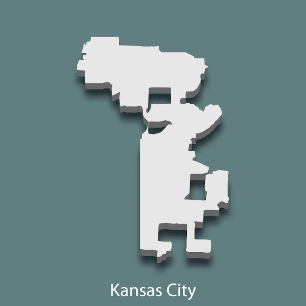 Isometrische 3D-Karte von Kansas City ist eine Stadt der Vereinigten Staaten