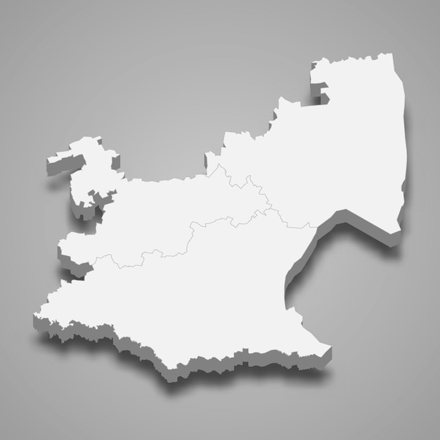 Isometrische 3D-Karte von Mpumalanga ist eine Provinz von Südafrika