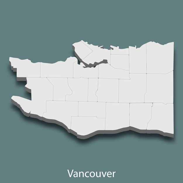 Isometrische 3d-karte von vancouver ist eine stadt in kanada