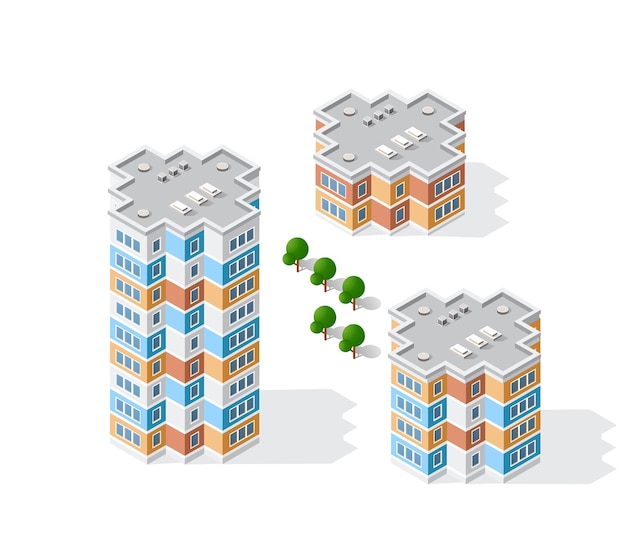 Isometrische 3d-landschaft der stadt top