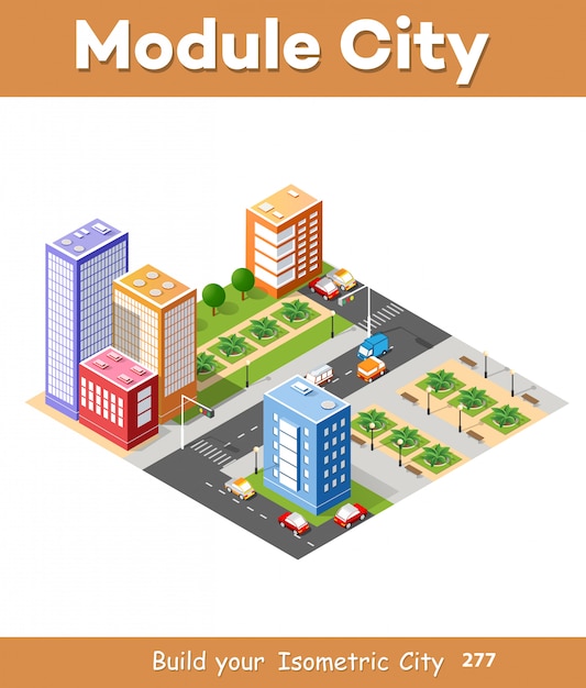 Isometrische 3d-stadtlandschaft