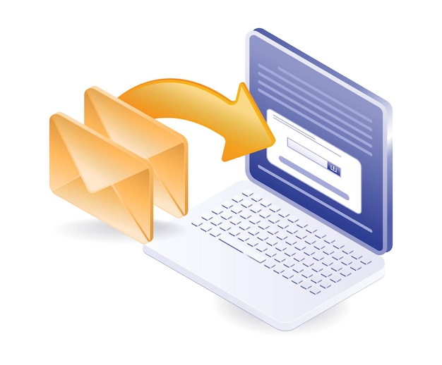 Isometrische Abbildung der E-Mail-Datentransaktionstechnologie