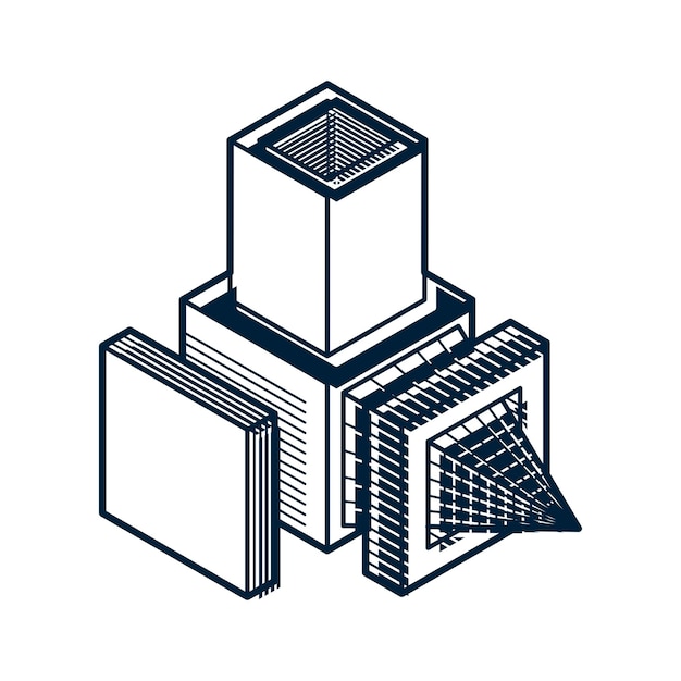 Isometrische abstrakte vektordimensionale Form, polygonale Figur