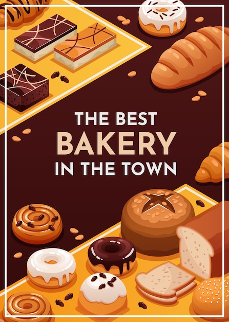 Isometrische Bäckereipostervorlage