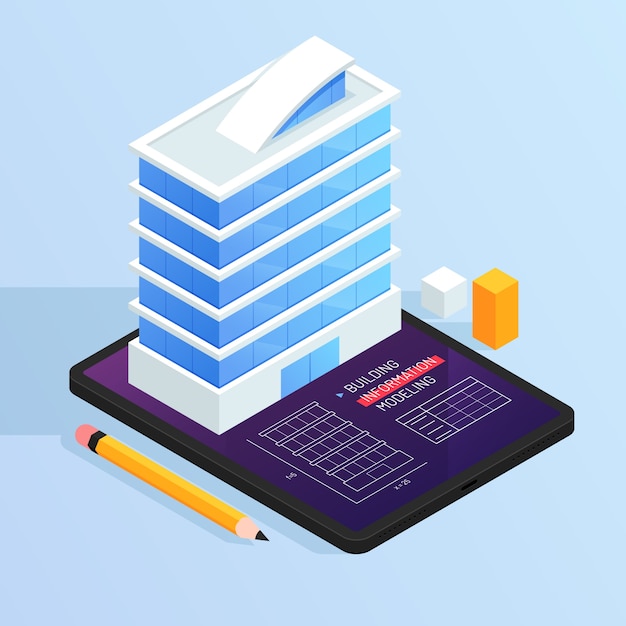 Isometrische bim-illustration