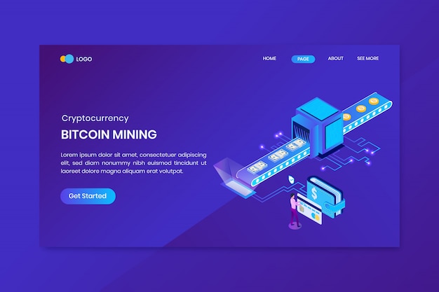 Isometrische bitcoin make money concept landing