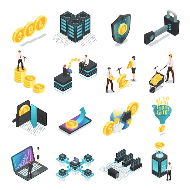 Isometrische Blockchain Elemente festgelegt