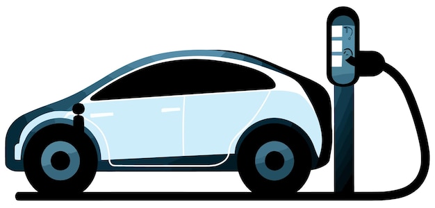 Isometrische Darstellung der grünen Energieökologie mit Aufladung von Elektroautos