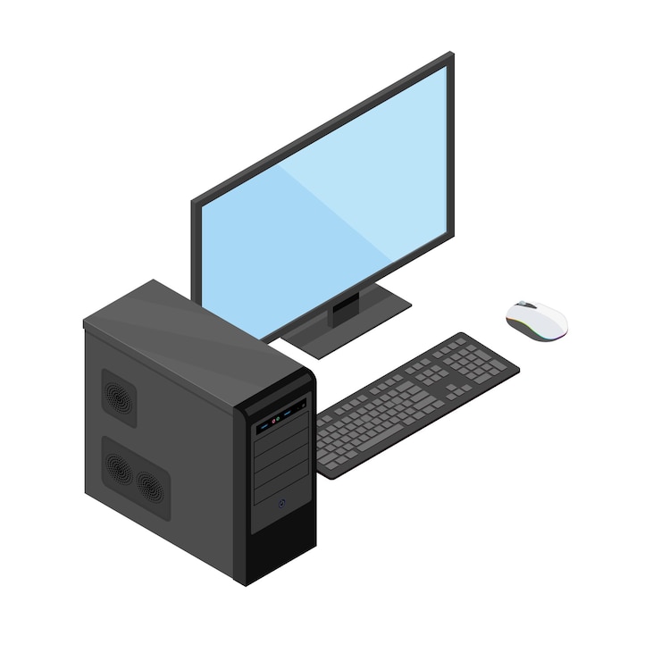 Vektor isometrische darstellung des desktop-computers