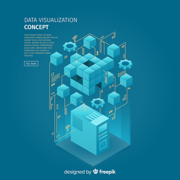 Isometrische datenvisualisierungs-konzeptillustration