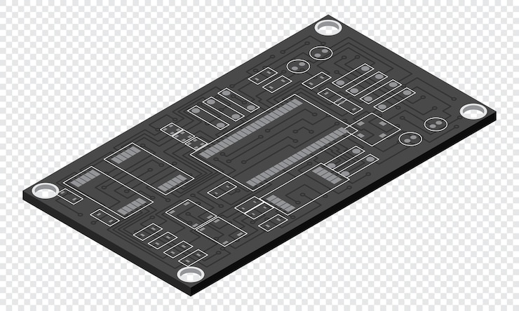 Vektor isometrische elektronische platte isometrische gedruckte leiterplatte integralplatte vektorillustration