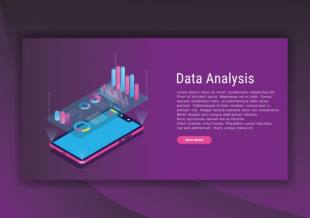 Isometrische entwurfsvorlage für datenanalyse