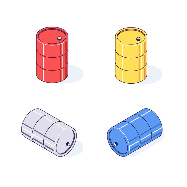 Isometrische fässer frachtgüter kraftstoff benzin benzin und brennbare illustration