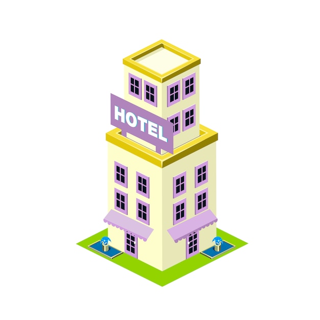 isometrische Hotelgebäudeillustration
