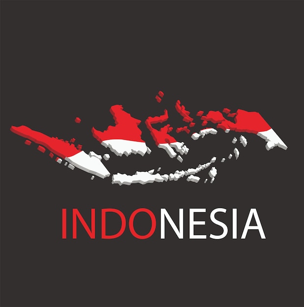 Isometrische karte indonesiens mit schwarzem hintergrund, vektorgrafik-design.