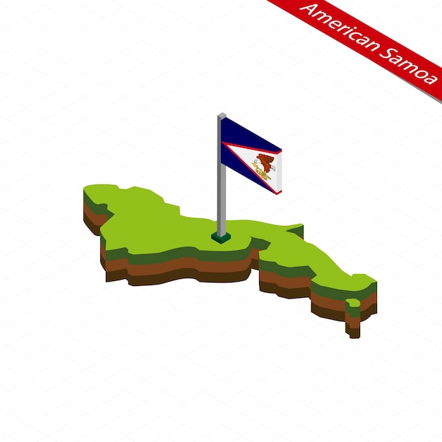 Isometrische karte und flagge von amerikanisch-samoa vector illustration