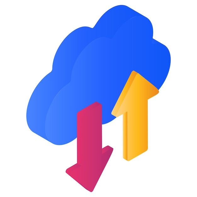 Isometrische Konzept für die Fernübertragung von Daten Cloud Data Sync Sign Storage Transfer Service Vector