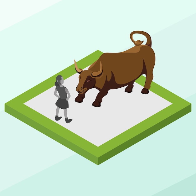 Isometrische Lade-Bull-Statue