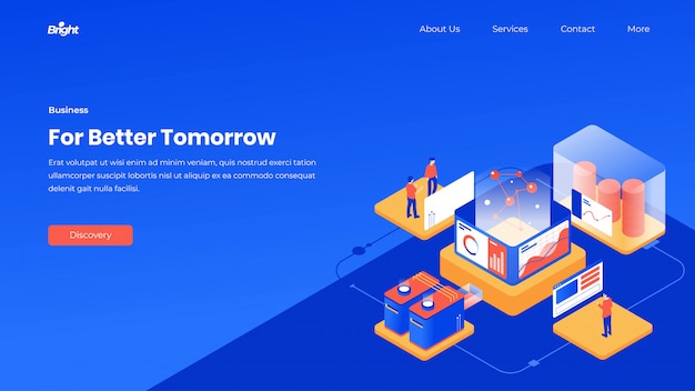 Isometrische landing page cloud-technologie