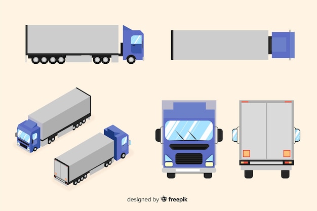 Isometrische lkw perspektiven sammlung