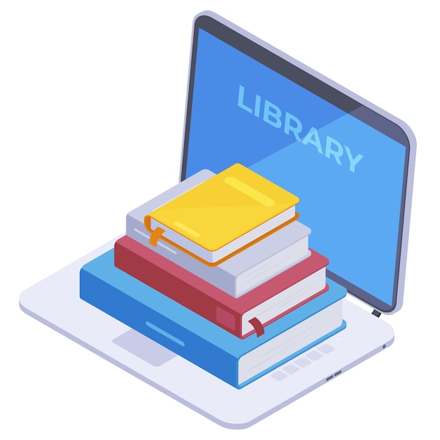 Isometrische mobile bibliothek app-konzept online-bibliothek mobile bildung e-learning 3d-flachvektordarstellung auf weißem hintergrund