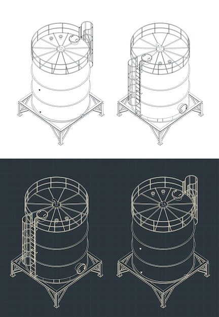 Isometrische Pläne für den Speicherbehälter