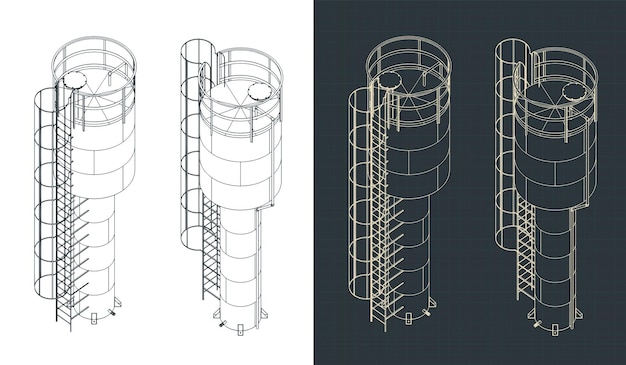 Isometrische Pläne für Wassertanks