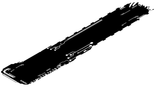 Isometrische rechteckige designelement-silhouette im tech-stil, isoliert auf weiß. lange tech-platte mit kopierraum clipart