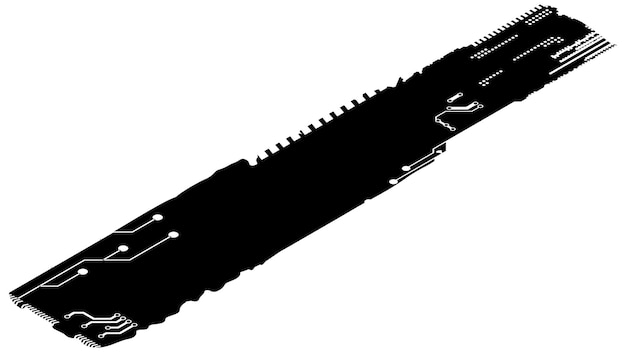 Isometrische rechteckige Designelement-Silhouette im Tech-Stil, isoliert auf Weiß. Lange Tech-Platte mit Kopierraum. Vektor-Cliparts