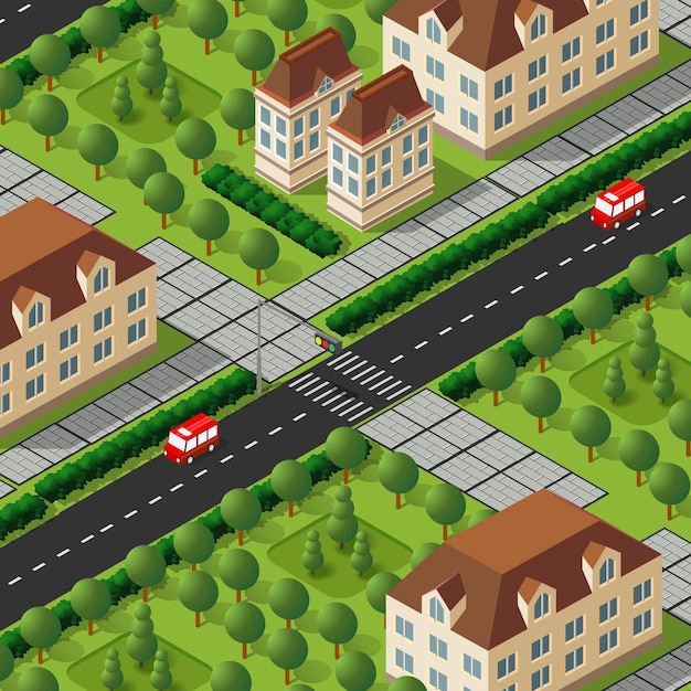 Isometrische Retro-3D-Stadt der Stadt für den Bau