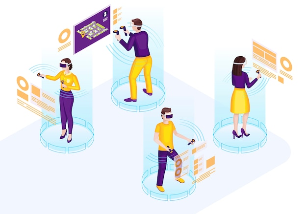 Isometrische Vektorillustration VR-Technologie
