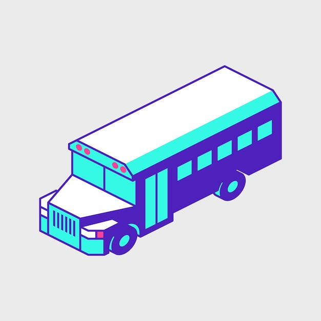 Isometrische vektorsymbolillustration des schulbusses