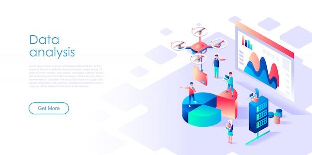 Isometrische zielseitenvorlage datenanalyse