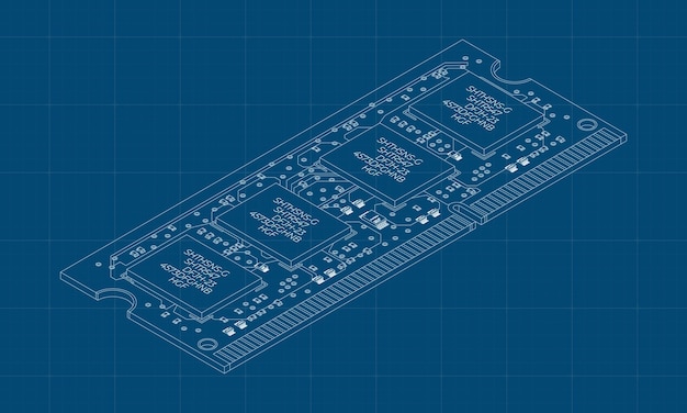 Isometrische Zufallsgedenkpläne RAM-Speicher realistische 3D-Isometrie Computer-Hardware-Komponenten Vektor-Illustration