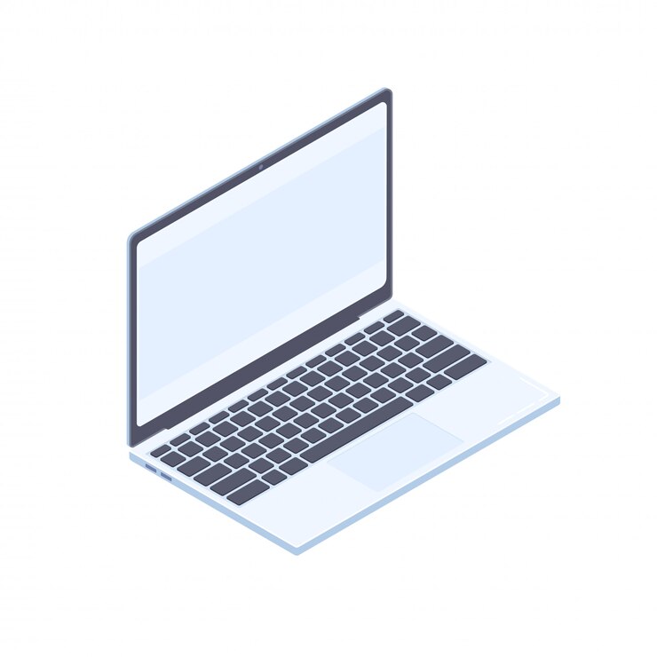 Vektor isometrischer laptop lokalisiert auf weißem hintergrund.