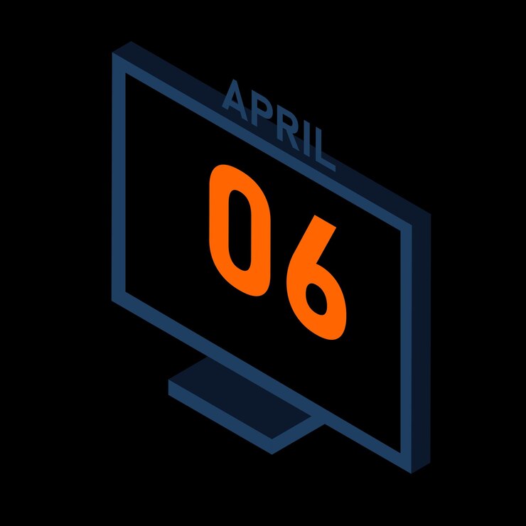 Vektor isometrischer laptop mit kalender für den monat april