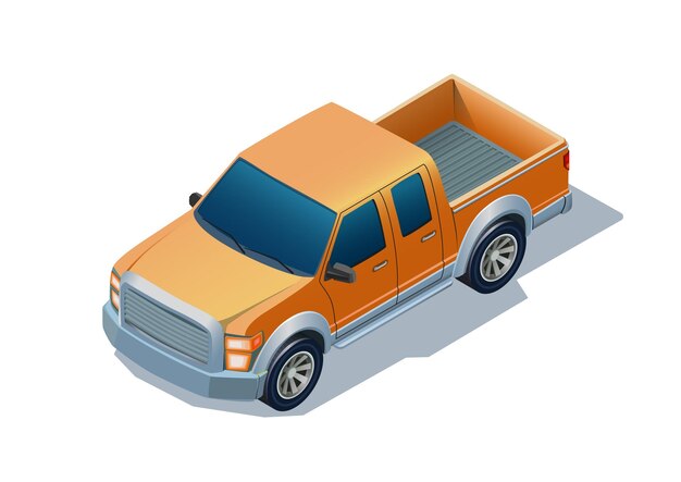Vektor isometrischer orangefarbener moderner pickup