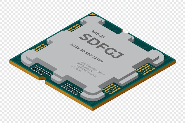Isometrischer Prozessor Zentrale Verarbeitungseinheit oder CPU Computer-Hardware-Komponenten Halbleiter-Technologie-Konzept Vektor-Illustration
